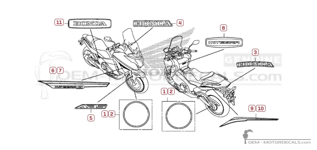 Aufkleber für Honda INTEGRA 750 S 2019 • Honda OEM-Aufkleber