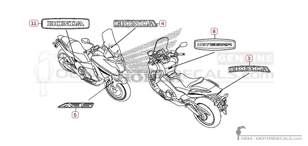 Aufkleber für Honda INTEGRA 750 2020 • Honda OEM-Aufkleber