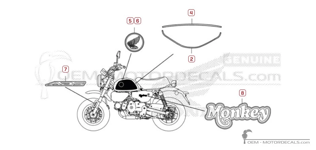 Pegatinas para Honda MONKEY 2022 • Honda Pegatinas OEM