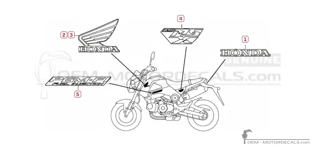 Adesivi per Honda MSX125 GROM 2013 • Honda Adesivi OEM
