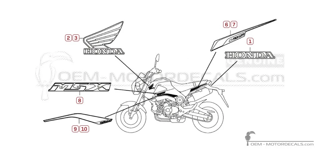 Autocollants pour Honda MSX125 GROM 2015 • Honda Autocollants OEM