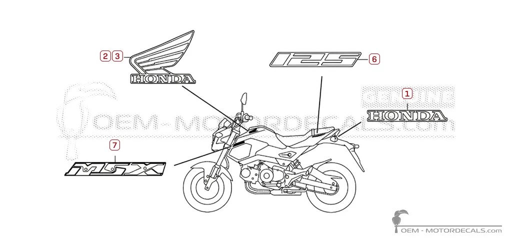 Naklejki do Honda MSX125 GROM 2016 • Honda Naklejki OEM