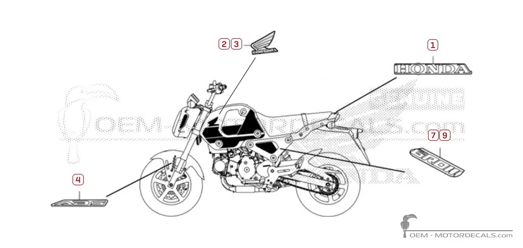 Autocollants pour Honda MSX125 GROM 2022 • Honda Autocollants OEM