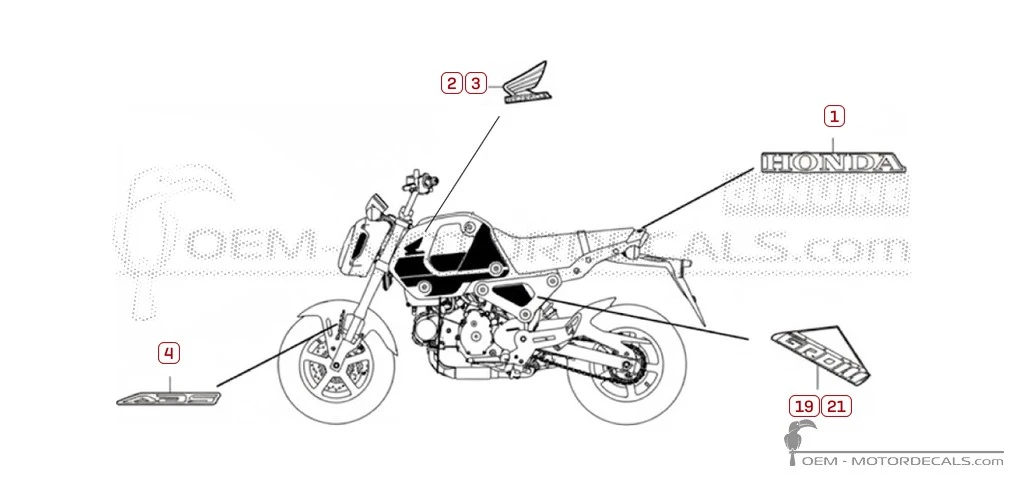 Adesivi per Honda MSX125 GROM 2023 • Honda Adesivi OEM