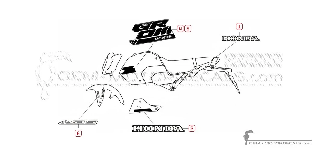 Pegatinas para Honda MSX125 GROM 2024 • Honda Pegatinas OEM