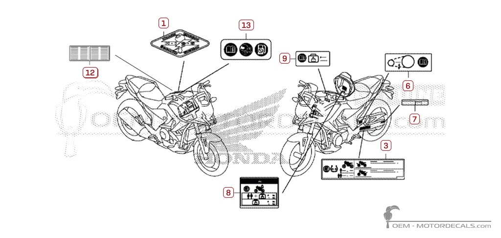 Decals for Caution labels • Honda OEM Decals
