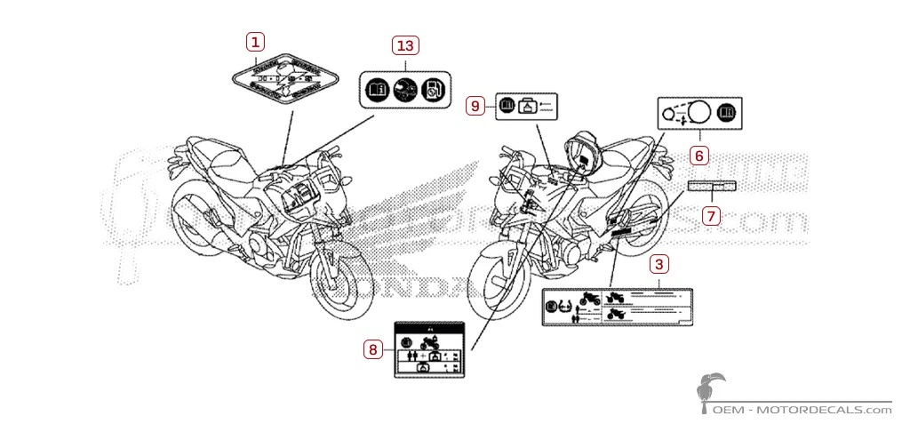 Aufkleber für Warnhinweise • Honda OEM-Aufkleber