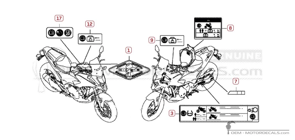 Pegatinas para Etiquetas de precaución • Honda Pegatinas OEM