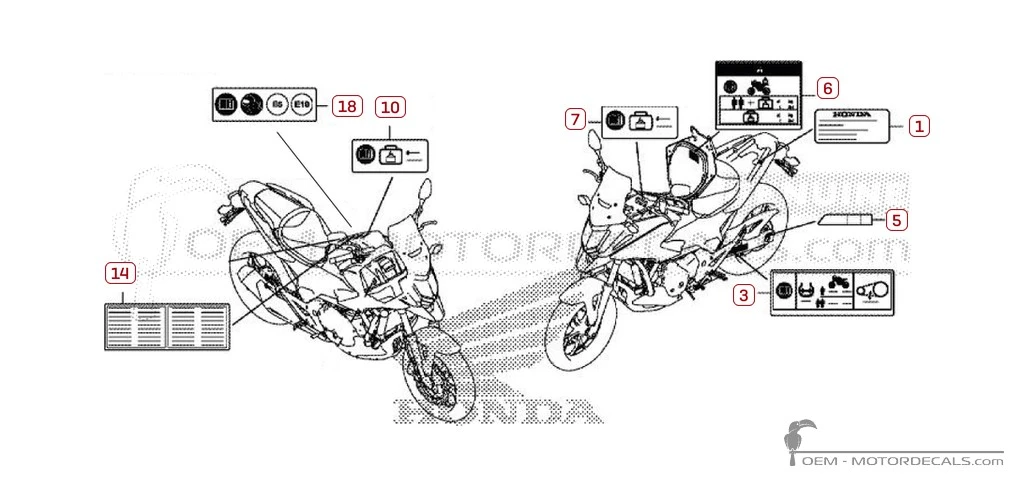 Aufkleber für Warnhinweise • Honda OEM-Aufkleber