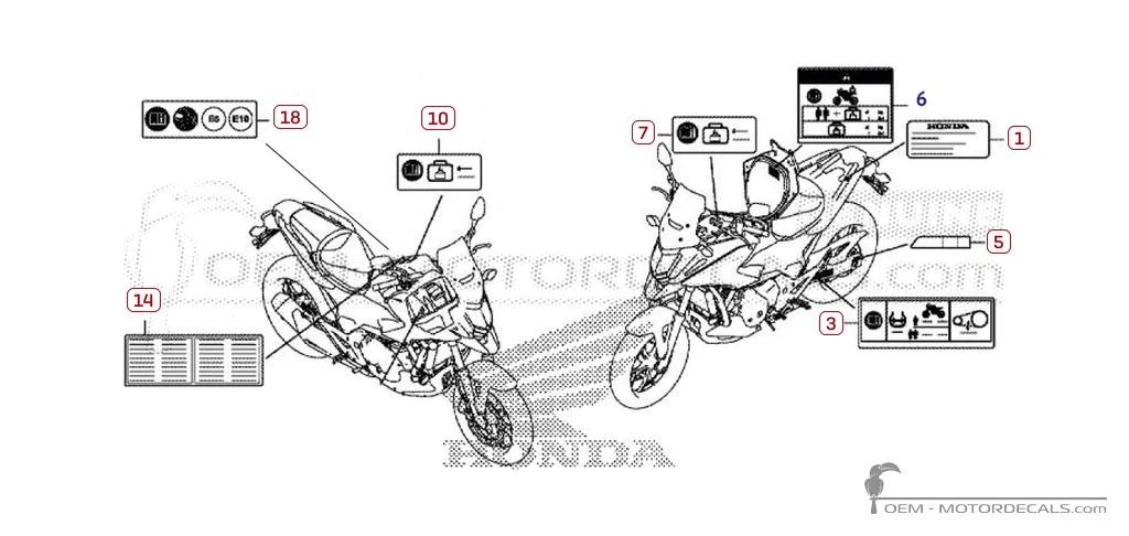 Decals for Caution labels • Honda OEM Decals