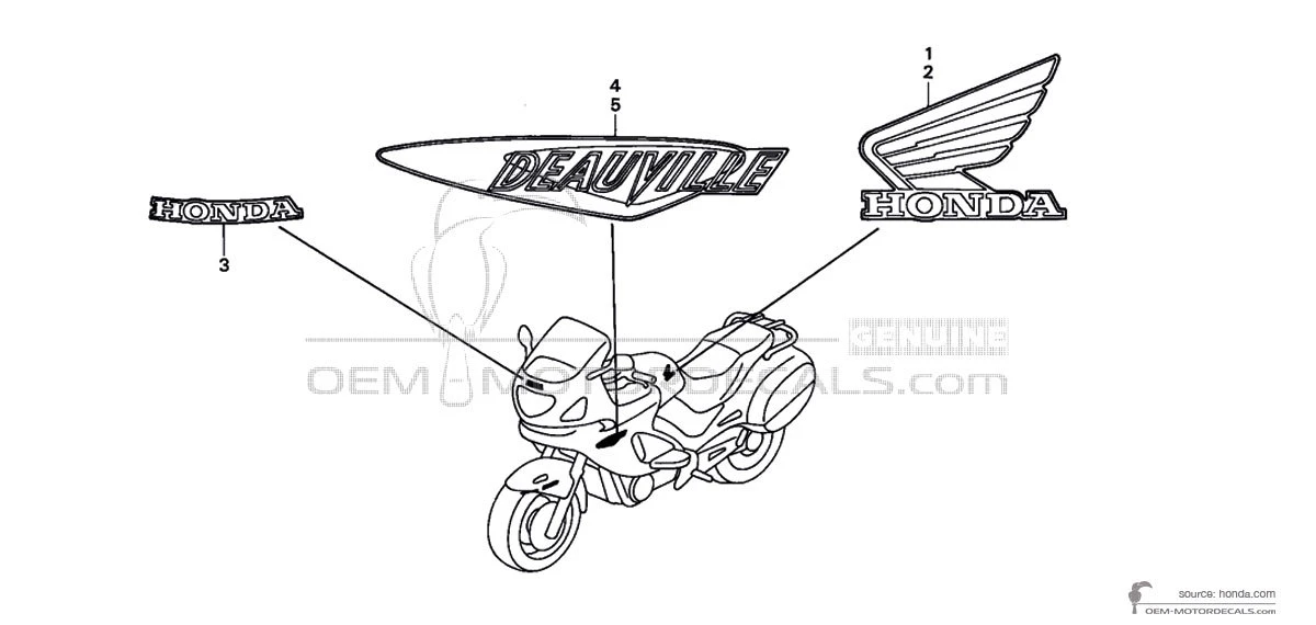 Decals for Honda NT650V DEAUVILLE 2001 - Red • Honda OEM Decals