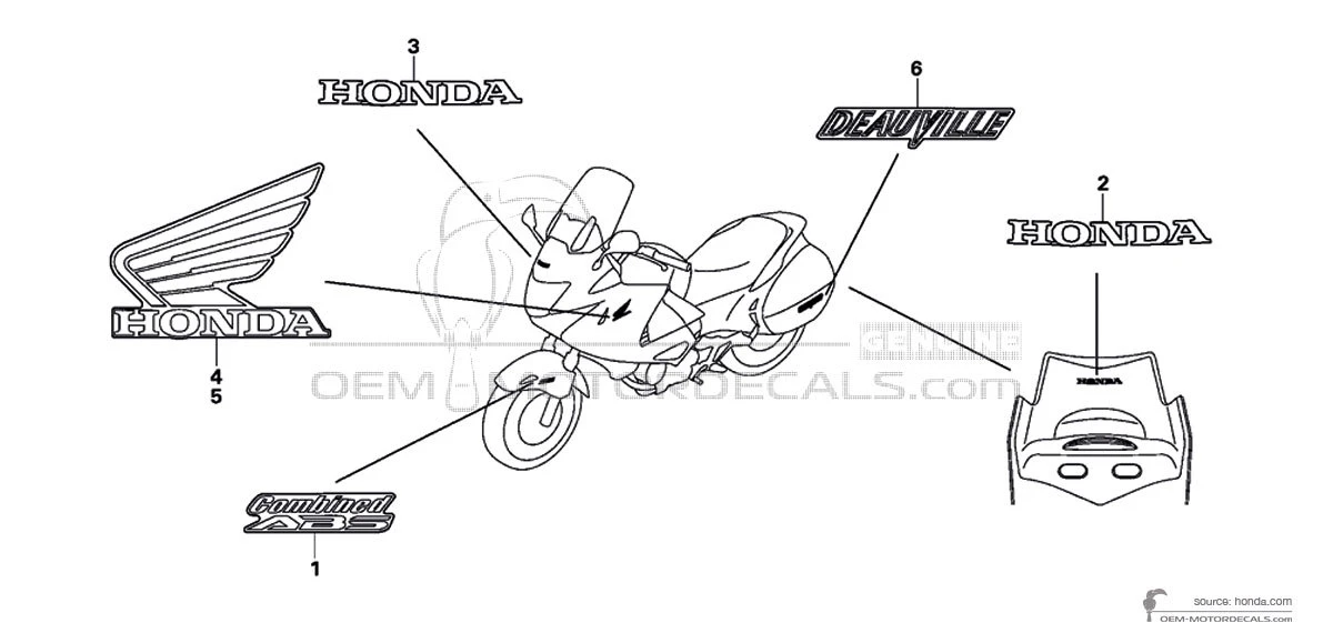 Autocollants pour Honda NT700V DEAUVILLE 2006 - Blanc • Honda Autocollants OEM