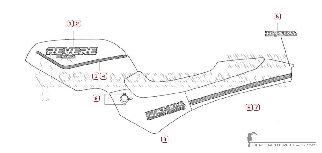 Aufkleber für Honda NTV600 1991 • Honda OEM-Aufkleber
