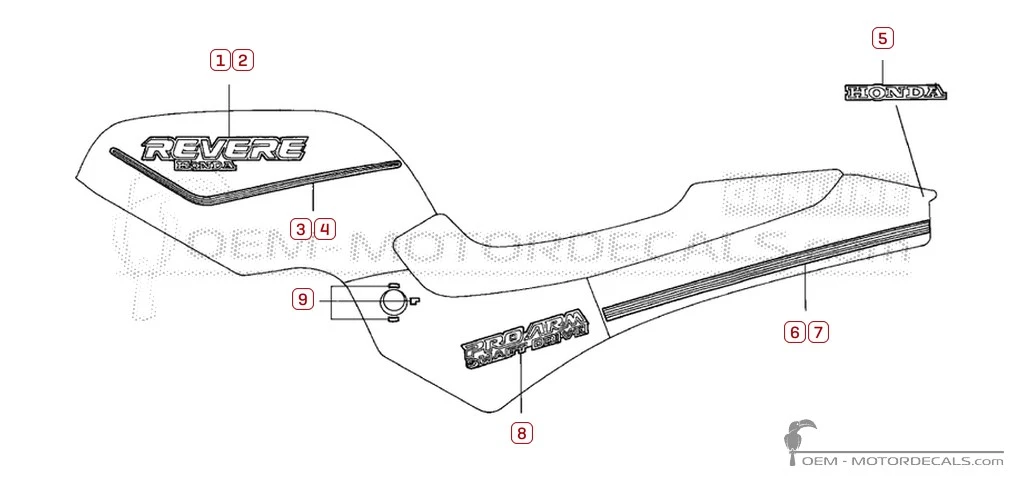 Aufkleber für Honda NTV650 Revere 1991 • Honda OEM-Aufkleber