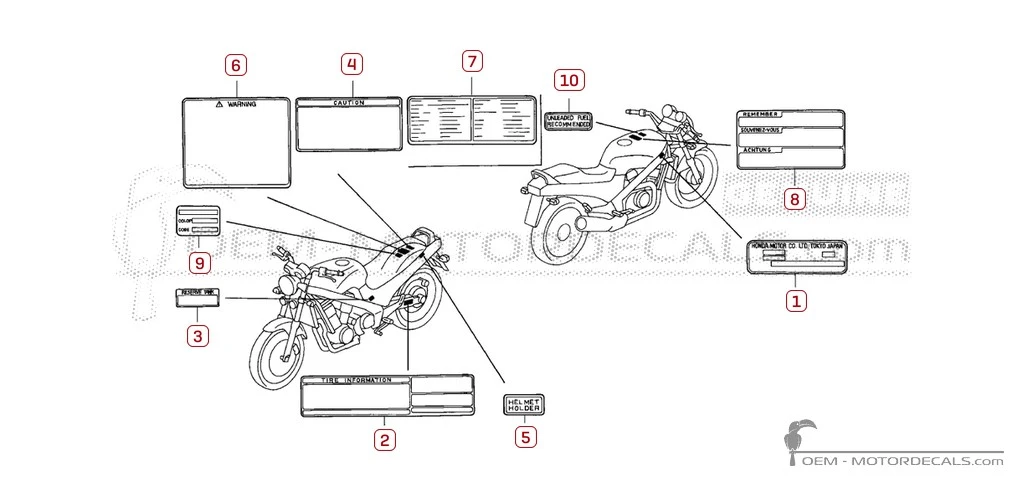 Stickers voor Waarschuwingslabels • Honda OEM Stickers