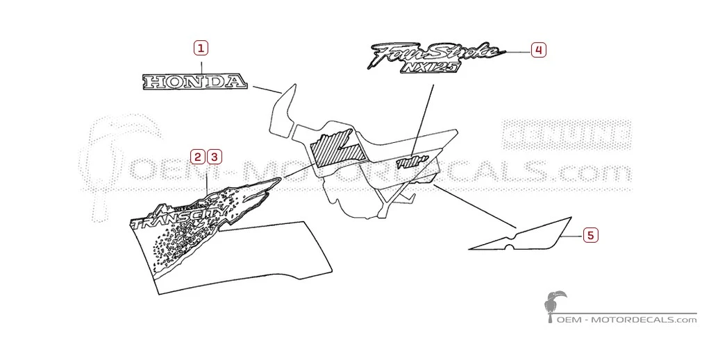 Autocollants pour Honda NX125 TRANSCITY 1997 • Honda Autocollants OEM