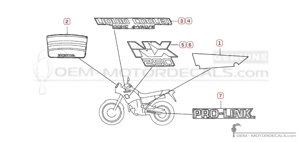 Stickers voor Honda NX250 DOMINATOR 1988 • Honda OEM Stickers