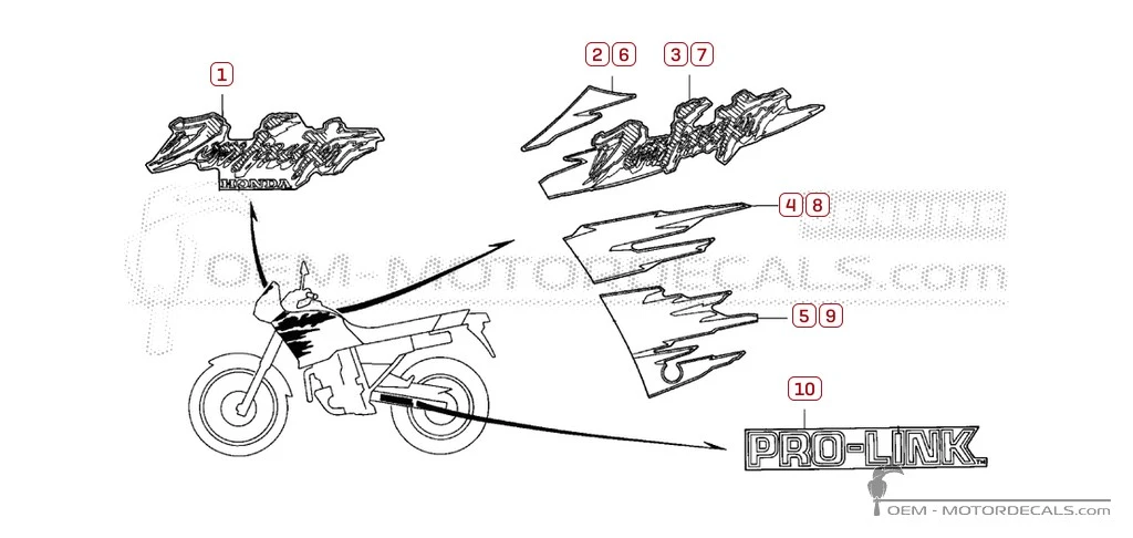 Stickers voor Honda NX250 DOMINATOR 1993 • Honda OEM Stickers