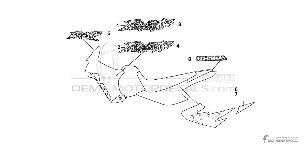 Naklejki do Honda NX650 DOMINATOR 1996 - Czerwony • Honda Naklejki OEM