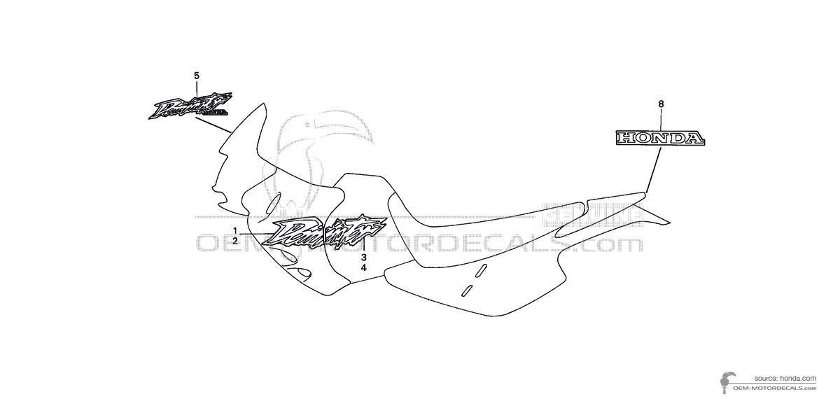 Naklejki do Honda NX650 DOMINATOR 1998 - Czerwony • Honda Naklejki OEM