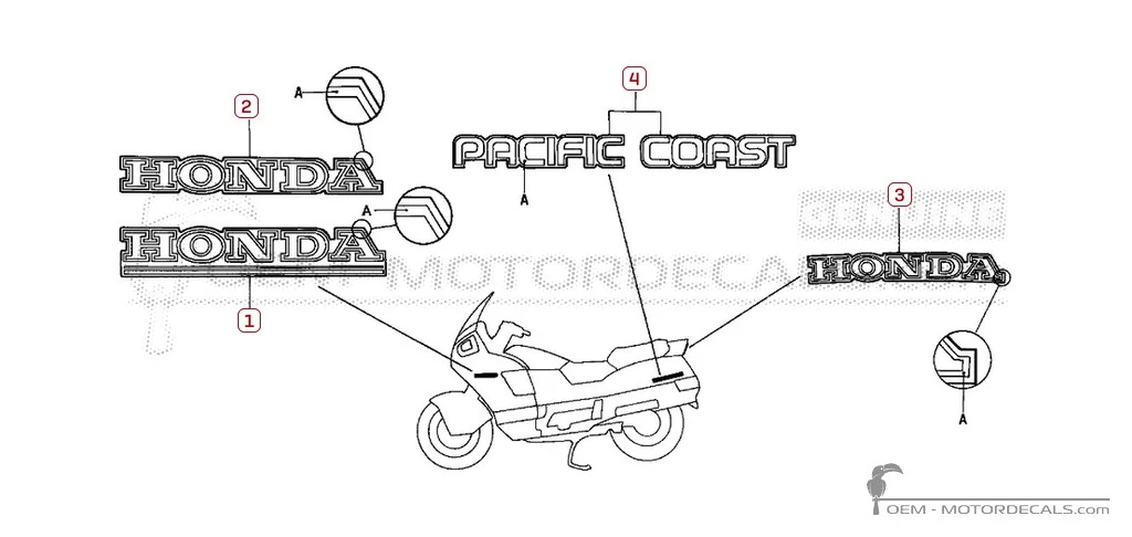 Autocollants pour Honda PC800 1989 • Honda Autocollants OEM