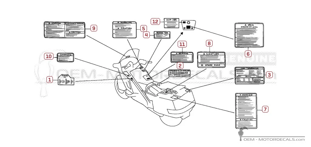 Aufkleber für Warnhinweise • Honda OEM-Aufkleber