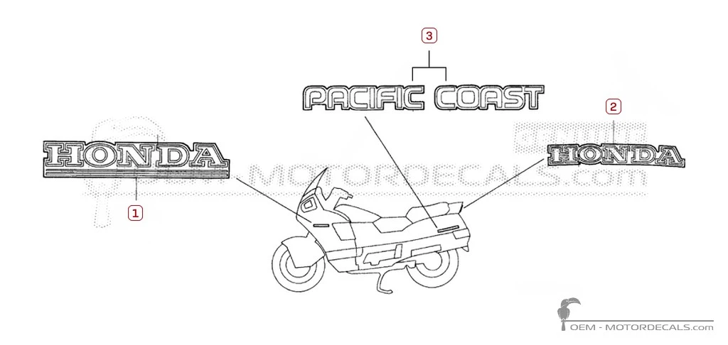 Aufkleber für Honda PC800 1993 • Honda OEM-Aufkleber