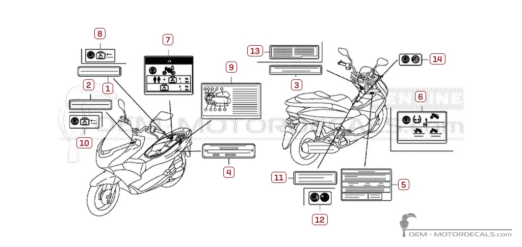 Naklejki do Naklejki ostrzegawcze • Honda Naklejki OEM
