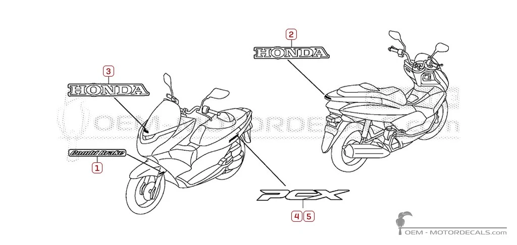 Pegatinas para Honda PCX125 2010 • Honda Pegatinas OEM