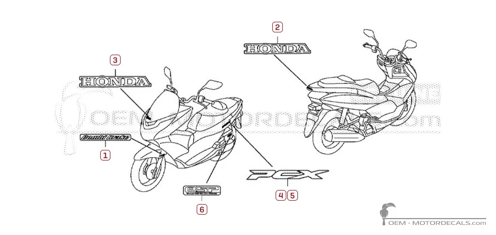 Aufkleber für Honda PCX125 2012 • Honda OEM-Aufkleber