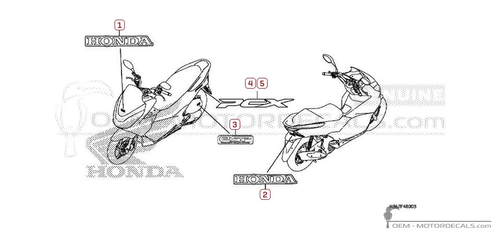 Aufkleber für Honda PCX125 2015 • Honda OEM-Aufkleber