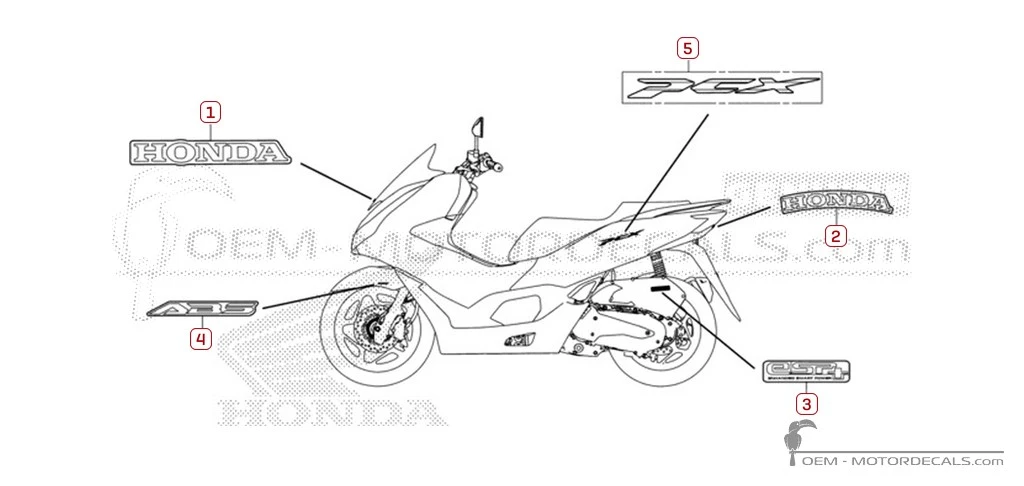 Aufkleber für Honda PCX125 2021 • Honda OEM-Aufkleber