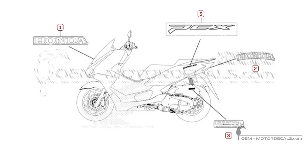 Aufkleber für Honda PCX125 2025 • Honda OEM-Aufkleber