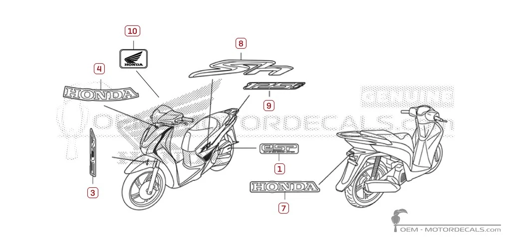 Adesivi per Honda SH125i 2014 • Honda Adesivi OEM