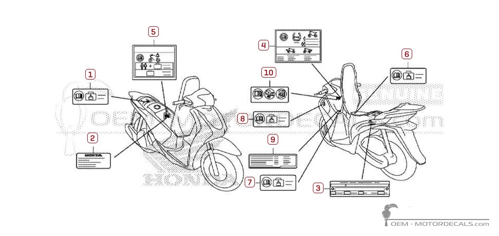 Aufkleber für Warnhinweise • Honda OEM-Aufkleber