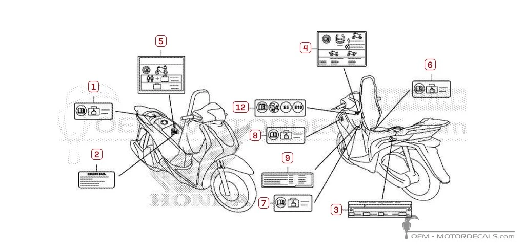 Decals for Caution labels • Honda OEM Decals