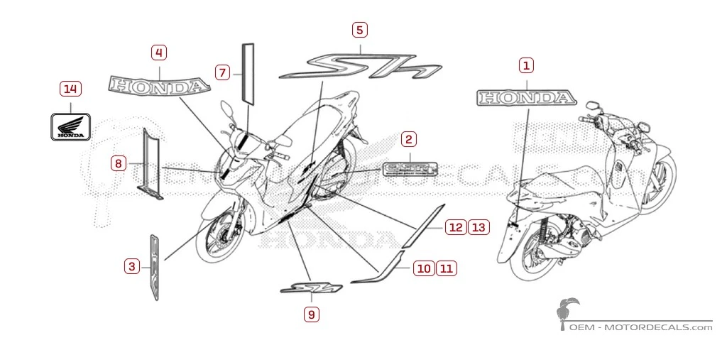 Aufkleber für Honda SH125i 2022 • Honda OEM-Aufkleber