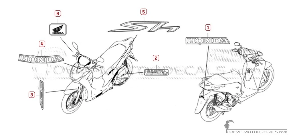 Aufkleber für Honda SH125i 2022 • Honda OEM-Aufkleber
