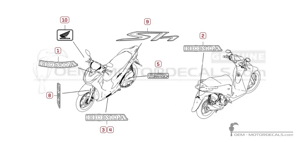 Stickers voor Honda SH125i 2024 • Honda OEM Stickers