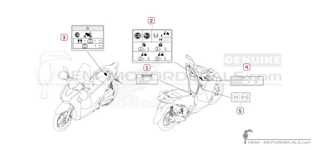 Autocollants pour Étiquettes d'avertissement • Honda Autocollants OEM
