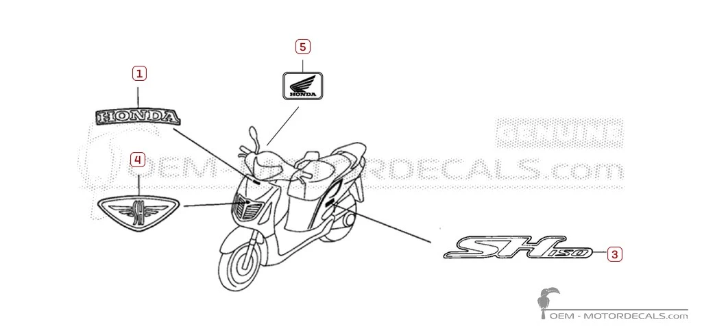 Naklejki do Honda SH150i 2003 • Honda Naklejki OEM