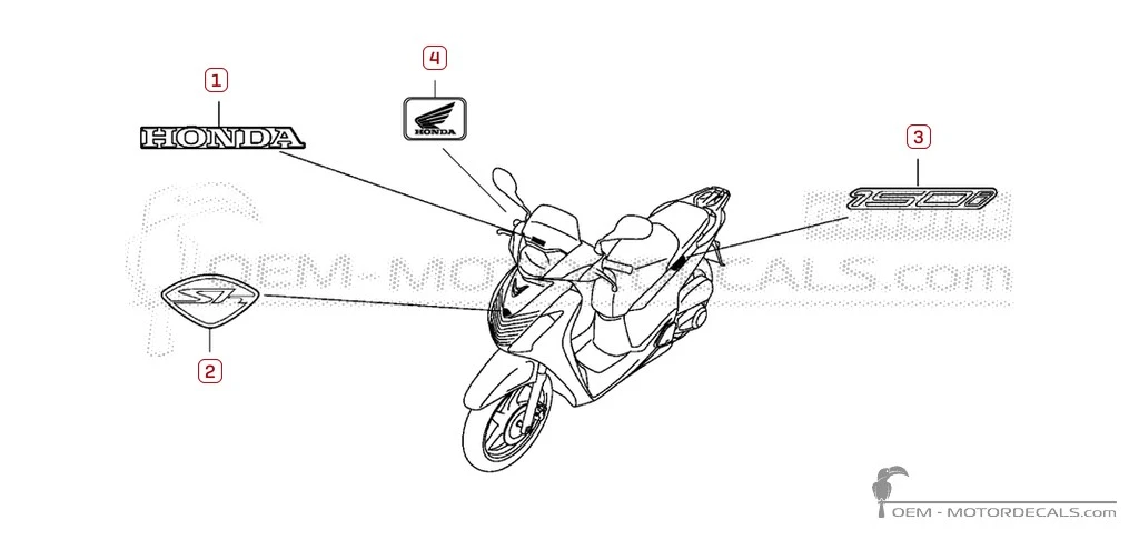 Naklejki do Honda SH150i 2012 • Honda Naklejki OEM