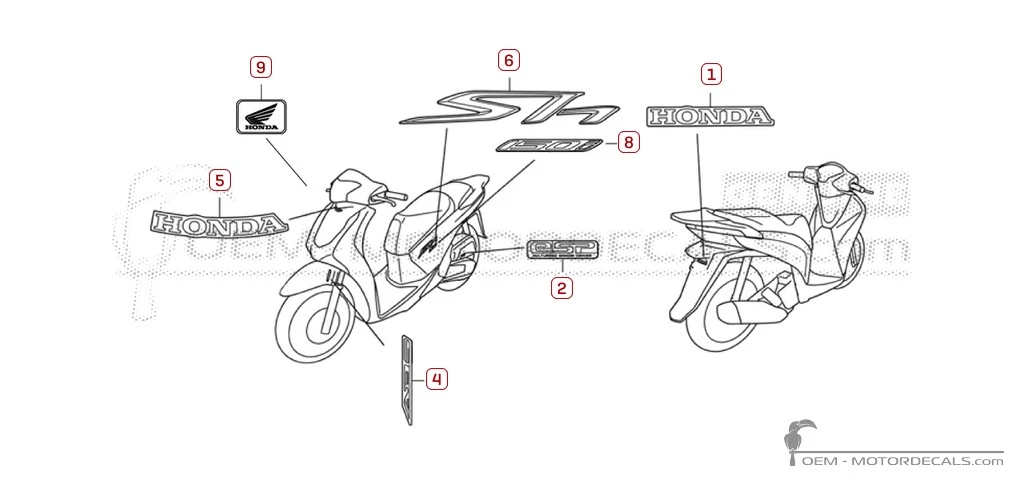 Adesivi per Honda SH150i 2017 • Honda Adesivi OEM