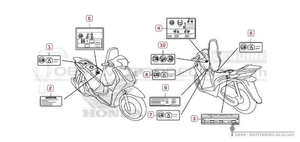 Pegatinas para Etiquetas de precaución • Honda Pegatinas OEM