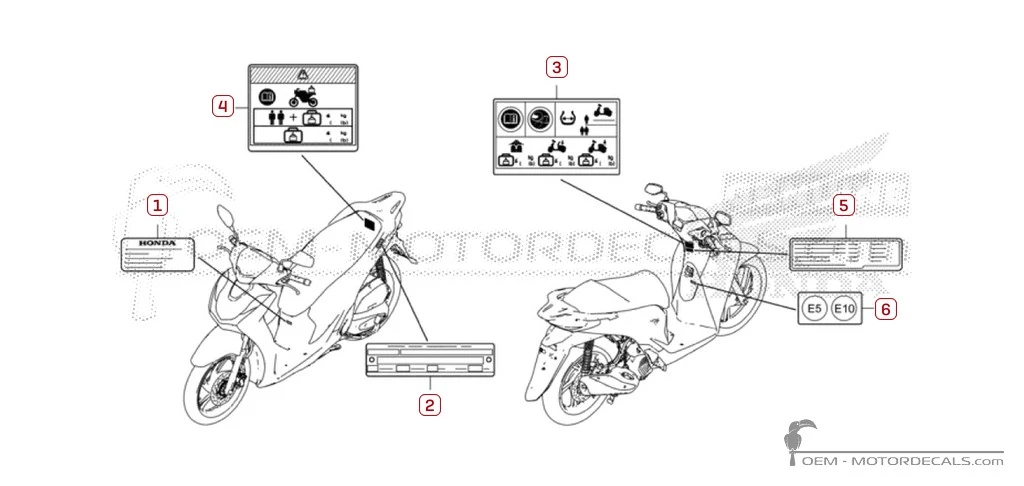 Aufkleber für Warnhinweise • Honda OEM-Aufkleber