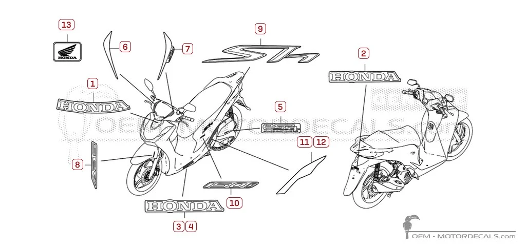 Pegatinas para Honda SH150i 2024 • Honda Pegatinas OEM