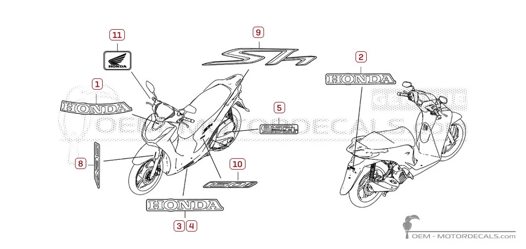 Naklejki do Honda SH150i 2024 • Honda Naklejki OEM