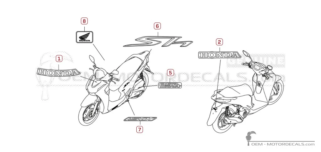 Naklejki do Honda SH150i 2026 • Honda Naklejki OEM