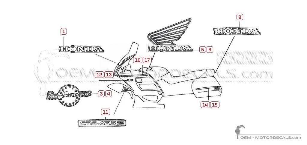Stickers voor Honda ST1100 PAN EUROPEAN 2000 • Honda OEM Stickers