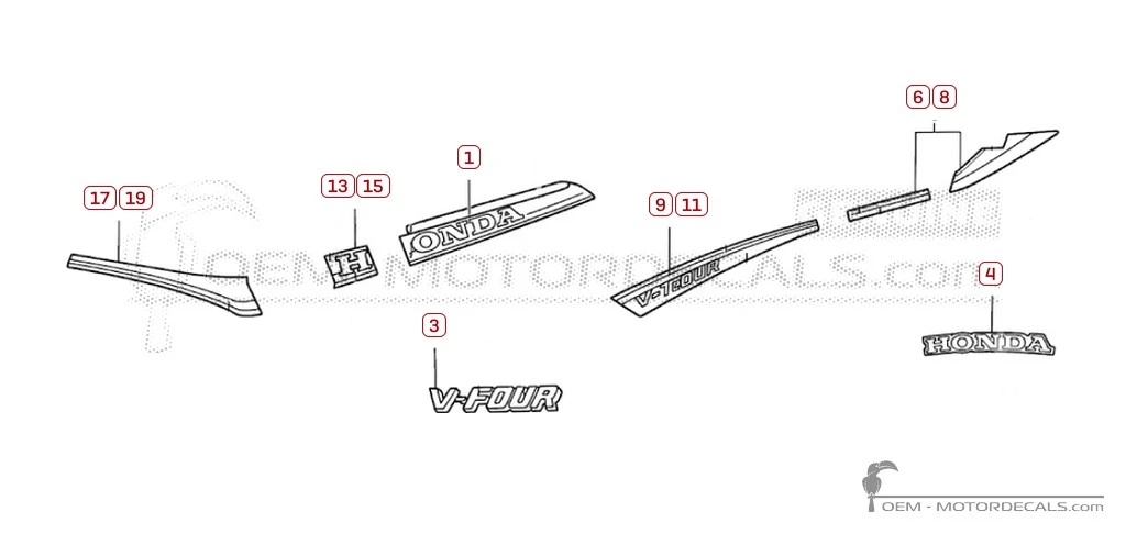 Decals for Honda VF1000 F 1984 • Honda OEM Decals Decals for Honda VF1000 F 1984 • Honda OEM Decals